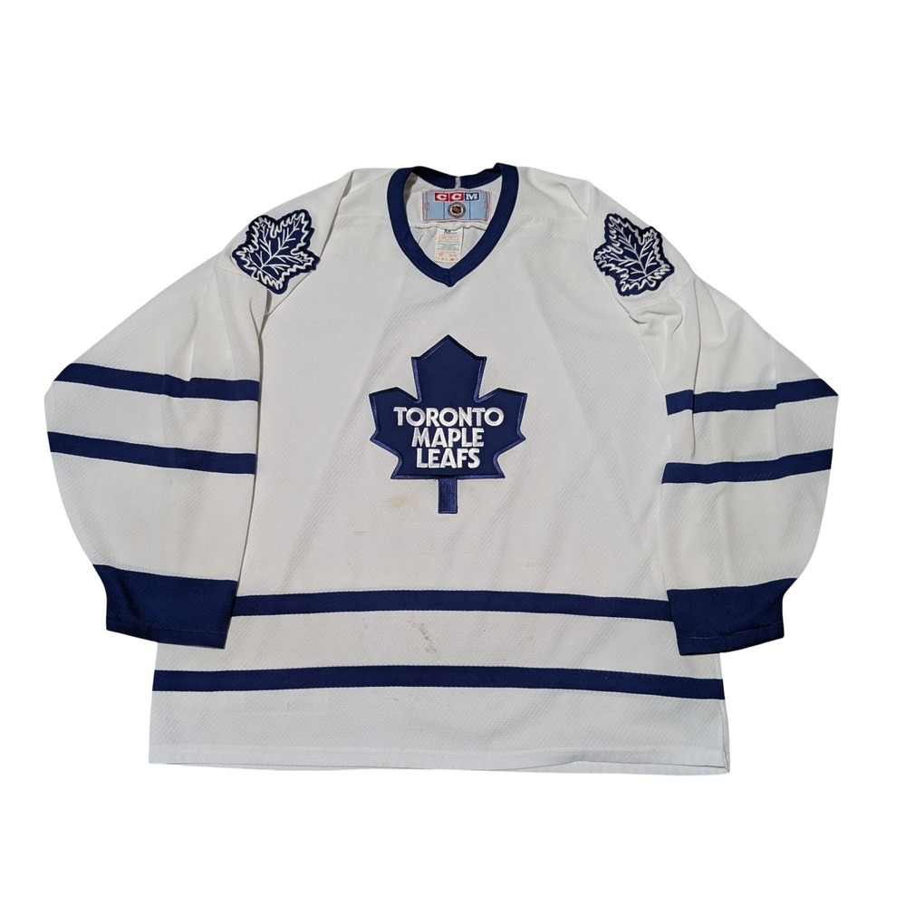 CCM Hockey Jersey Mens XL White Toronto Maple Leafs Vintage Air-Knit NHL Canada